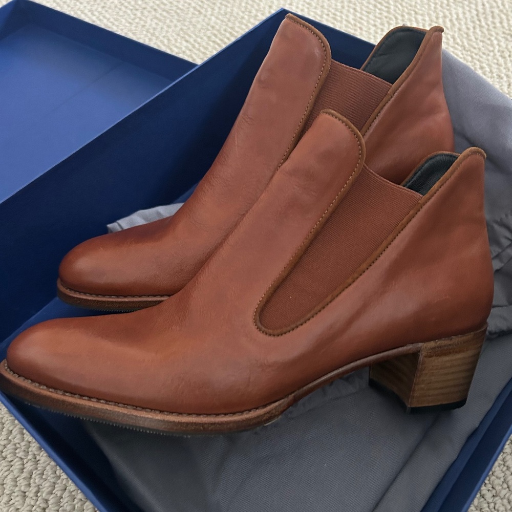 Sarah Flint Cognac Leather Ankle Booties